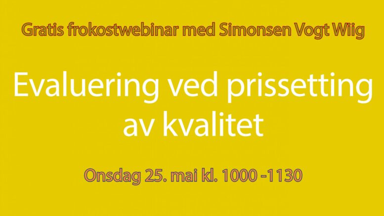 Anbud365: Nytt, gratis Anbud365-webinar Evaluering ved prissetting av kvalitet