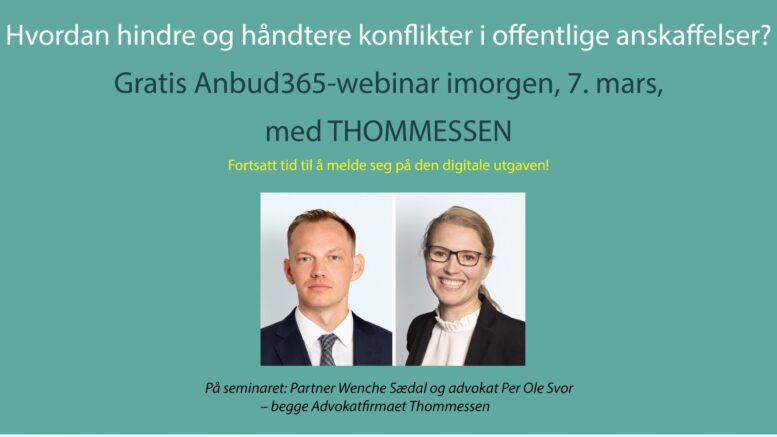 Anbud365: Anbud365-seminar på gang: Hvordan hindre og håndtere konflikter i offentlige anskaffelser?