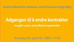 Tid for vårens kompetanseløft – Anbud365: Anbud365-webinar om adgangen til å endre kontrakter